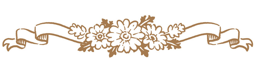 アンティークなお花とリボンの装飾オーナメント