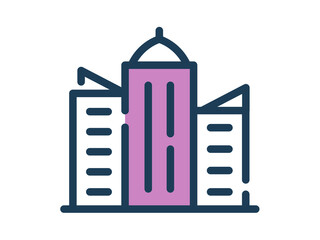 cityscape single isolated icon with dash or dashed line style