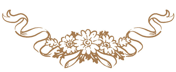 アンティークなお花とリボンの装飾オーナメント