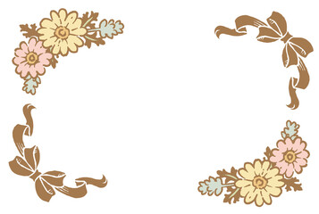 アンティークなお花とリボンの装飾フレーム