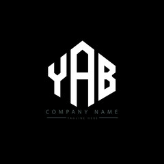 YAB letter logo design with polygon shape. YAB polygon logo monogram. YAB cube logo design. YAB hexagon vector logo template white and black colors. YAB monogram, YAB business and real estate logo. 