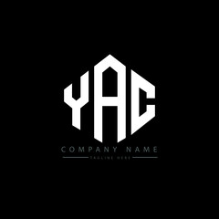 YAC letter logo design with polygon shape. YAC polygon logo monogram. YAC cube logo design. YAC hexagon vector logo template white and black colors. YAC monogram, YAC business and real estate logo. 