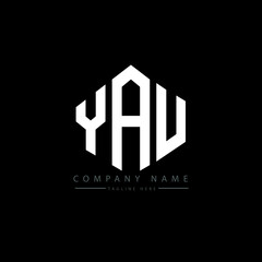 YAU letter logo design with polygon shape. YAU polygon logo monogram. YAU cube logo design. YAU hexagon vector logo template white and black colors. YAU monogram, YAU business and real estate logo. 