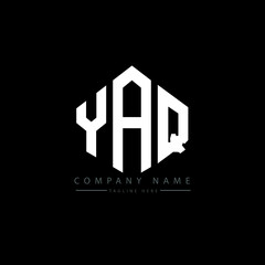 YAQ letter logo design with polygon shape. YAQ polygon logo monogram. YAQ cube logo design. YAQ hexagon vector logo template white and black colors. YAQ monogram, YAQ business and real estate logo. 