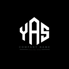 YAS letter logo design with polygon shape. YAS polygon logo monogram. YAS cube logo design. YAS hexagon vector logo template white and black colors. YAS monogram, YAS business and real estate logo. 