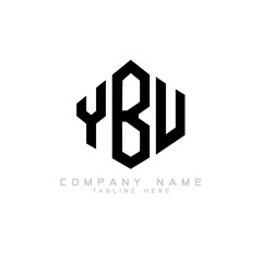 YBU letter logo design with polygon shape. YBU polygon logo monogram. YBU cube logo design. YBU hexagon vector logo template white and black colors. YBU monogram, YBU business and real estate logo. 
