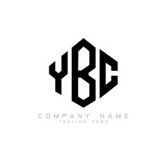 YBC letter logo design with polygon shape. YBC polygon logo monogram. YBC cube logo design. YBC hexagon vector logo template white and black colors. YBC monogram, YBC business and real estate logo. 