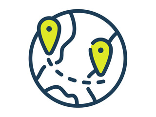 globe world single isolated icon with dash or dashed line style