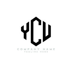 YCU letter logo design with polygon shape. YCU polygon logo monogram. YCU cube logo design. YCU hexagon vector logo template white and black colors. YCU monogram, YCU business and real estate logo 