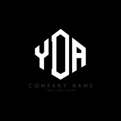 YDA letter logo design with polygon shape. YDA polygon logo monogram. YDA cube logo design. YDA hexagon vector logo template white and black colors. YDA monogram, YDA business and real estate logo. 
