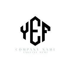 YEF letter logo design with polygon shape. YEF polygon logo monogram. YEF cube logo design. YEF hexagon vector logo template white and black colors. YEF monogram, YEF business and real estate logo. 