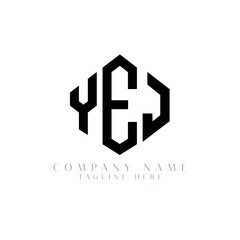 YEJ letter logo design with polygon shape. YEJ polygon logo monogram. YEJ cube logo design. YEJ hexagon vector logo template white and black colors. YEJ monogram, YEJ business and real estate logo. 
