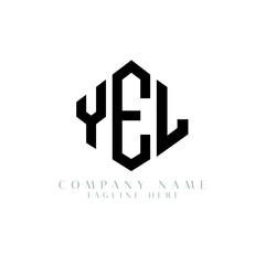 YEL letter logo design with polygon shape. YEL polygon logo monogram. YEL cube logo design. YEL hexagon vector logo template white and black colors. YEL monogram, YEL business and real estate logo. 