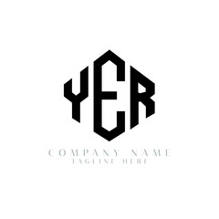 YER letter logo design with polygon shape. YER polygon logo monogram. YER cube logo design. YER hexagon vector logo template white and black colors. YER monogram, YER business and real estate logo. 