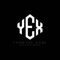 YEX letter logo design with polygon shape. YEX polygon logo monogram. YEX cube logo design. YEX hexagon vector logo template white and black colors. YEX monogram, YEX business and real estate logo. 