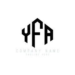 YFA letter logo design with polygon shape. YFA polygon logo monogram. YFA cube logo design. YFA hexagon vector logo template white and black colors. YFA monogram, YFA business and real estate logo. 