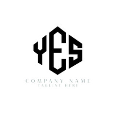 YES letter logo design with polygon shape. YES polygon logo monogram. YES cube logo design. YES hexagon vector logo template white and black colors. YES monogram, YES business and real estate logo. 