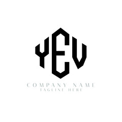YEV letter logo design with polygon shape. YEV polygon logo monogram. YEV cube logo design. YEV hexagon vector logo template white and black colors. YEV monogram, YEV business and real estate logo.