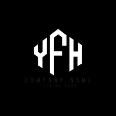 YFH letter logo design with polygon shape. YFH polygon logo monogram. YFH cube logo design. YFH hexagon vector logo template white and black colors. YFH monogram, YFH business and real estate logo. 