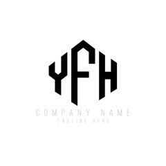 YFH letter logo design with polygon shape. YFH polygon logo monogram. YFH cube logo design. YFH hexagon vector logo template white and black colors. YFH monogram, YFH business and real estate logo. 