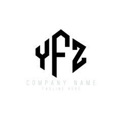 YFZ letter logo design with polygon shape. YFZ polygon logo monogram. YFZ cube logo design. YFZ hexagon vector logo template white and black colors. YFZ monogram, YFZ business and real estate logo. 
