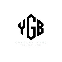 YGB letter logo design with polygon shape. YGB polygon logo monogram. YGB cube logo design. YGB hexagon vector logo template white and black colors. YGB monogram, YGB business and real estate logo. 