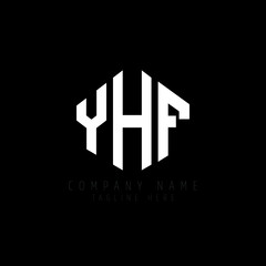 Obraz premium YHF letter logo design with polygon shape. YHF polygon logo monogram. YHF cube logo design. YHF hexagon vector logo template white and black colors. YHF monogram, YHF business and real estate logo. 