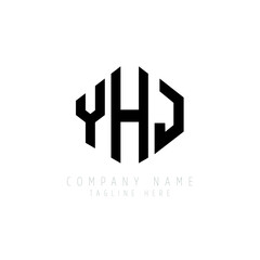 YHJ letter logo design with polygon shape. YHJ polygon logo monogram. YHJ cube logo design. YHJ hexagon vector logo template white and black colors. YHJ monogram, YHJ business and real estate logo. 