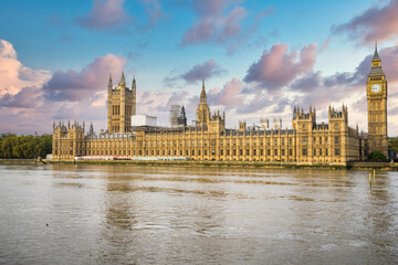 Palace of Westminster and Big Ben in London. England