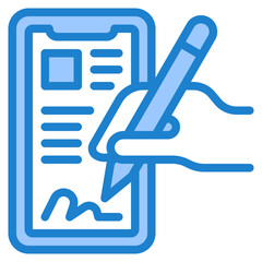 Digital signature blue style icon