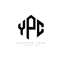 YPC letter logo design with polygon shape. YPC polygon logo monogram. YPC cube logo design. YPC hexagon vector logo template white and black colors. YPC monogram, YPC business and real estate logo. 