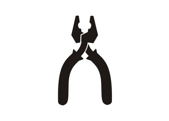 Opened pliers, simple icon in black and white