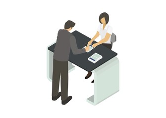 Obraz premium Two people in registration activity, simple illustration