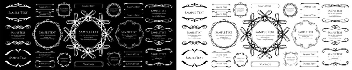 エレガントでゴージャスなフレームデザインセット。アンティークな罫線、ビンテージ調のプレート