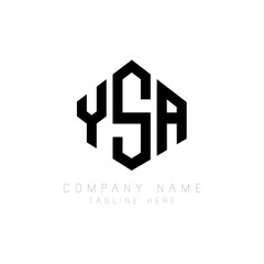 YSA letter logo design with polygon shape. YSA polygon logo monogram. YSA cube logo design. YSA hexagon vector logo template white and black colors. YSA monogram, YSA business and real estate logo. 