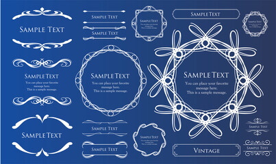 エレガントでゴージャスなフレームデザインセット。アンティークな罫線、ビンテージ調のプレート