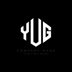 YUG letter logo design with polygon shape. YUG polygon logo monogram. YUG cube logo design. YUG hexagon vector logo template white and black colors. YUG monogram, YUG business and real estate logo. 