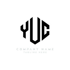 YUC letter logo design with polygon shape. YUC polygon logo monogram. YUC cube logo design. YUC hexagon vector logo template white and black colors. YUC monogram, YUC business and real estate logo. 