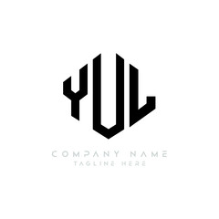 YUL letter logo design with polygon shape. YUL polygon logo monogram. YUL cube logo design. YUL hexagon vector logo template white and black colors. YUL monogram, YUL business and real estate logo. 