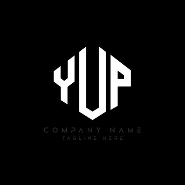 YUP letter logo design with polygon shape. YUP polygon logo monogram. YUP cube logo design. YUP hexagon vector logo template white and black colors. YUP monogram, YUP business and real estate logo. 