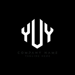 YUY letter logo design with polygon shape. YUY polygon logo monogram. YUY cube logo design. YUY hexagon vector logo template white and black colors. YUY monogram, YUY business and real estate logo. 
