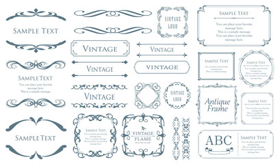 エレガントでゴージャスなフレームデザインセット。アンティークな罫線、ビンテージ調のプレート