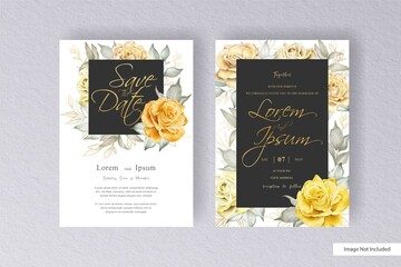 Elegant wreath floral Wedding Invitation Template Set with Hand Drawn Watercolor Floral and Leaves