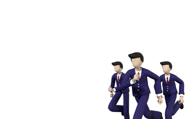 A 3D rendering businessman running on isolated background. 