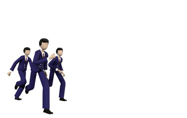 A 3D rendering businessman running on isolated background. 