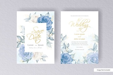 Elegant wreath floral Wedding Invitation Template Set with Hand Drawn Watercolor Floral and Leaves