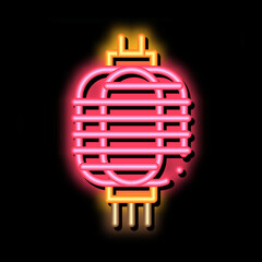 chinese lantern neon light sign vector. Glowing bright icon chinese lantern sign. transparent symbol illustration