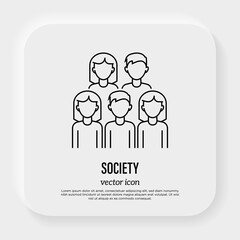 Society, group of people, crowd. Gradient icon. Diversity and equality of people. Vector illustration.