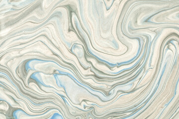 Abstract fluid art background light blue and gray colors. Liquid marble. Acrylic painting with ivory gradient.