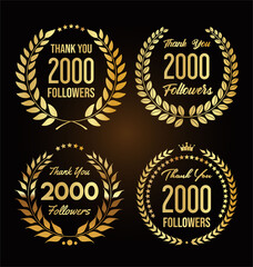 2000 followers with thank you with golden laurel